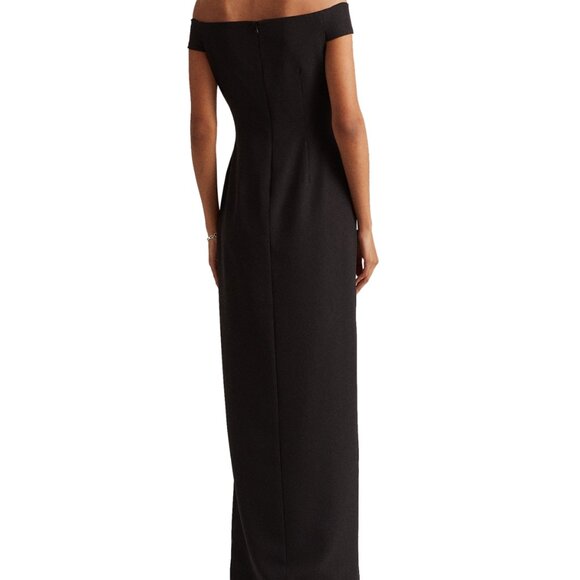 Lauren Ralph Lauren Off-the-Shoulder Crepe Gown – Black NWT Size 4 - Picture 4 of 4